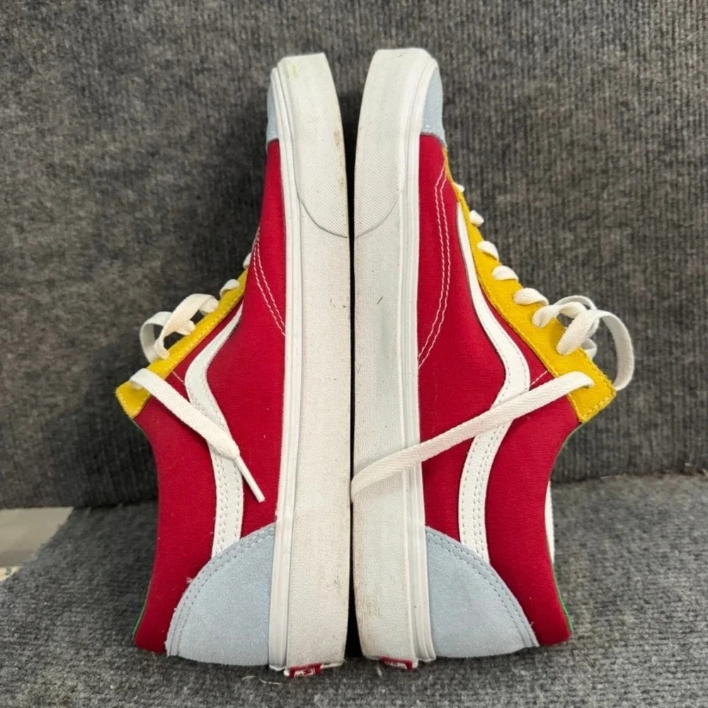 Vans Old Skool Multi Color Block Red Yellow Blue Green Suede Canvas Sneakers 13